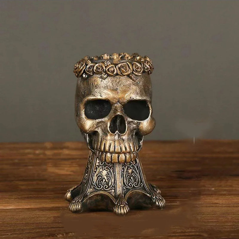 Skull Head Vase Resin Craft Creative Halloween Home Decoration