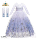 Children Elsa Dress Snow Queen Gown Long Sleeve Princess Costume