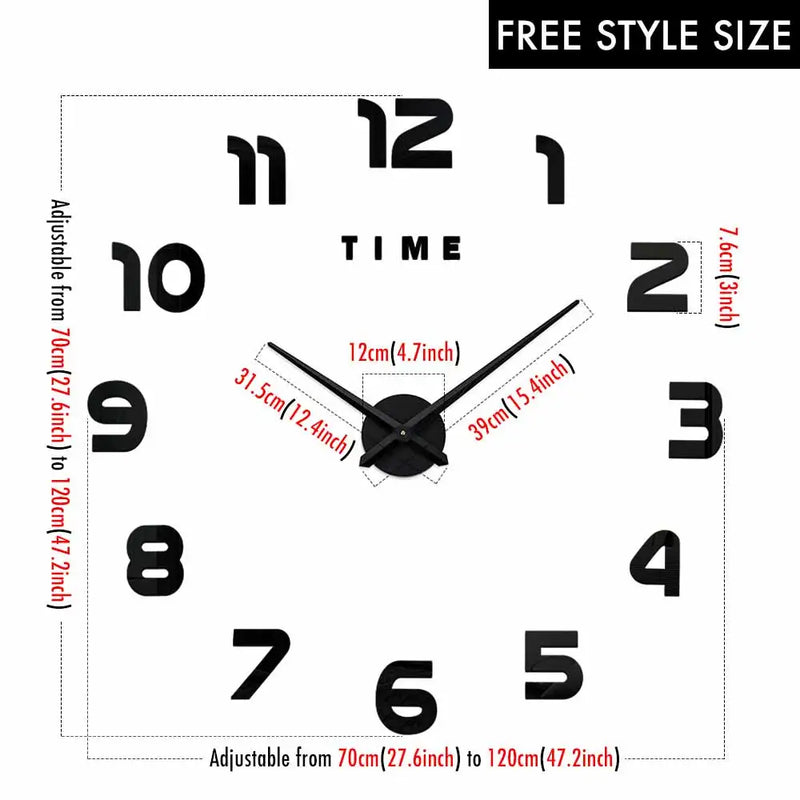 MCDFL Luxury 3D Wall Clock For Living Room Kitchen Bedroom Decor
