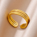 316L Stainless Steel Rings For Women Gold Color Classic Wedding Couple Rings