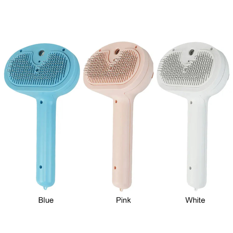 Steamy Rechargeable Cat Grooming Brush With Hair Release Button