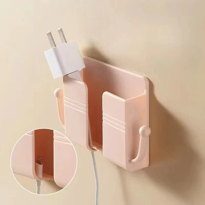 Punch Free Wall Shelf Organizer With Remote And Phone Holder Stand