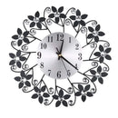 35cm European 3D Large Wall Clock Flower Rhinestone Silent Design