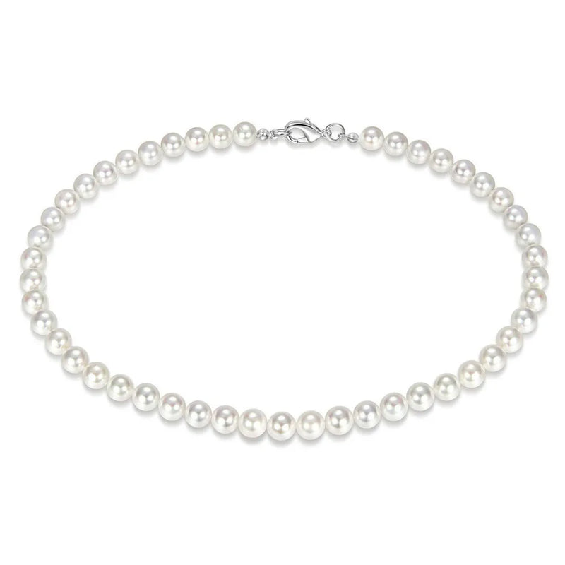 Artificial White Pearl Necklace Elegant Beaded Choker For Men Women