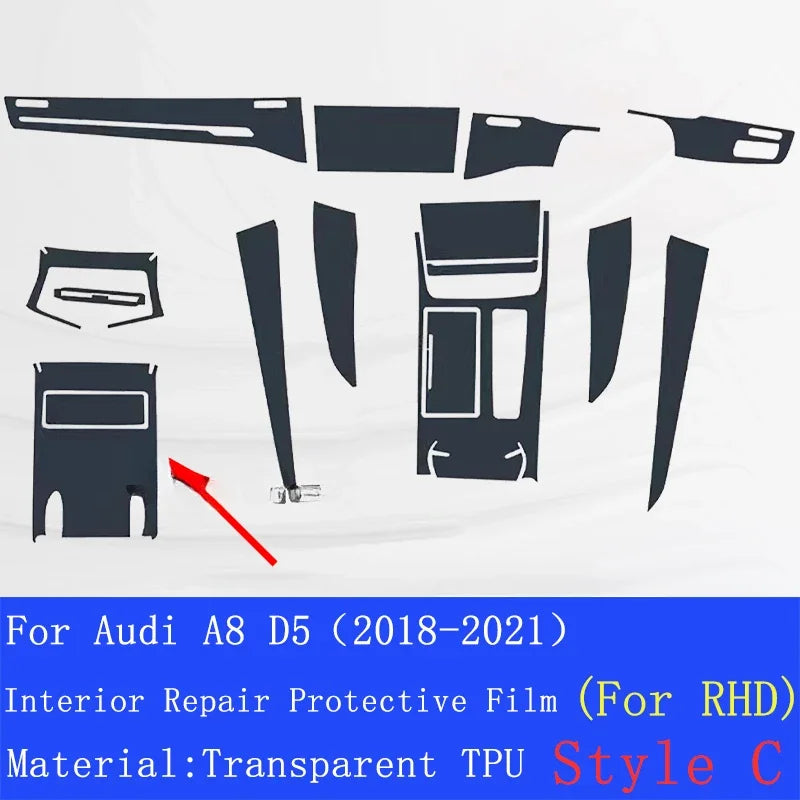 Audi A8 Center Console Protective Film Transparent TPU Scratch Guard