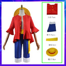 Luffy Cosplay Costume Monkey D Red Top Pants Hat For Adults Kids