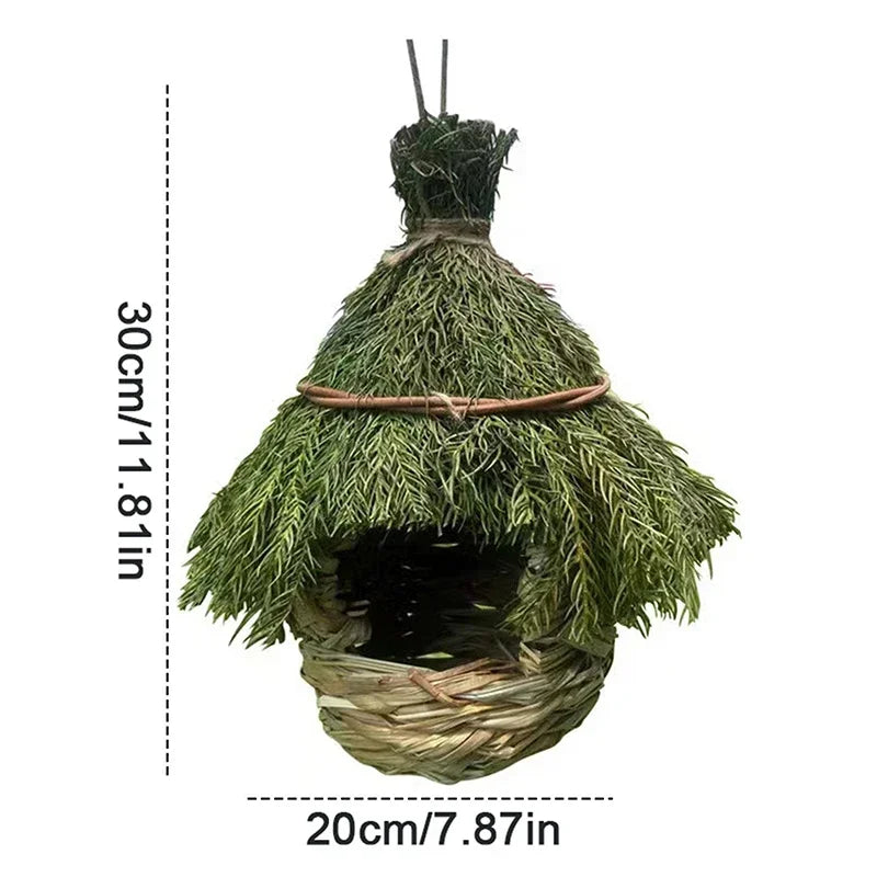 Hand Woven Birdhouse Natural Grass Hanging Garden Parrot Cage