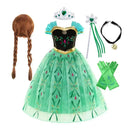 Elsa Anna Princess Dress Girls Mesh Sequin Snow Queen Costume Gown
