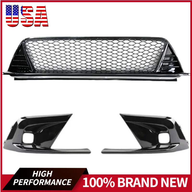Honda Civic Front Grille Cover Gloss Black Type R Style Lower Grill