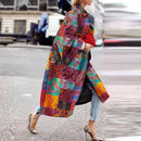 Women's Oversized Trench Coat Long Bell Sleeve Printed Boho Chic
