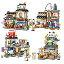 Street View Series Building Blocks Izakaya Shaved Ice Coffee Shop Model