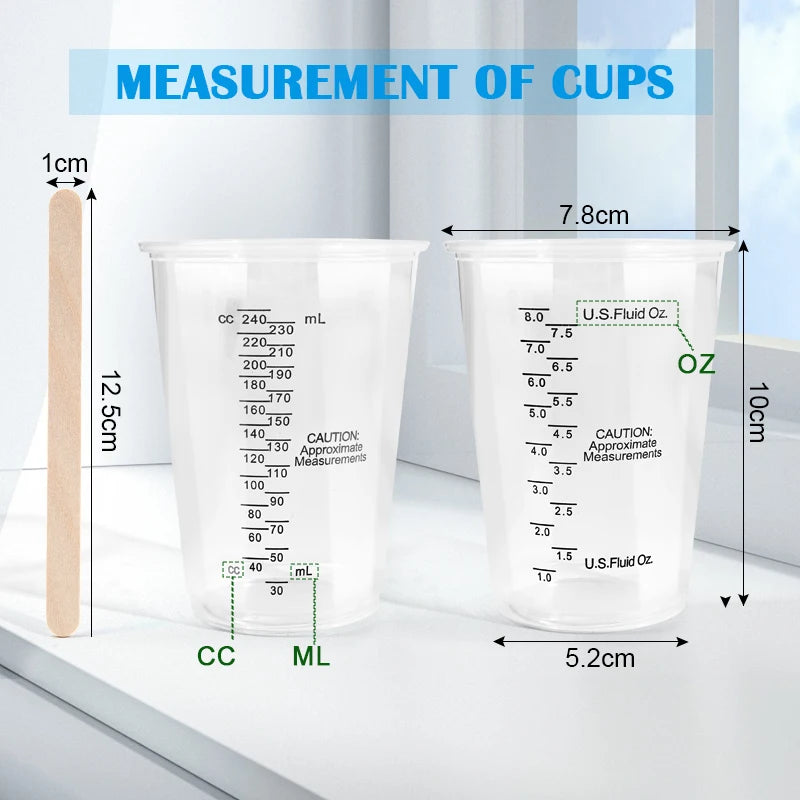 FAIS 10oz Disposable Measuring Cups With Stirring Sticks For Resin Mixing