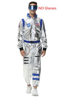 Adult Silver Astronaut Costume Space Jumpsuit For Men And Women