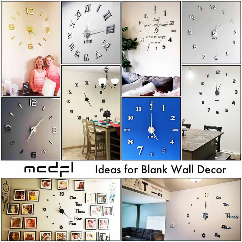 MCDFL Luxury 3D Wall Clock For Living Room Kitchen Bedroom Decor