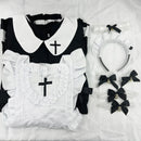 Maid Cosplay Costume Black Lolita Dress Short Sleeved Sweetheart