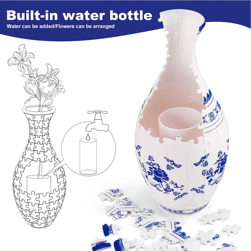 3D Puzzle Vase Building Blocks DIY Flowerpot Home Decoration Ornament