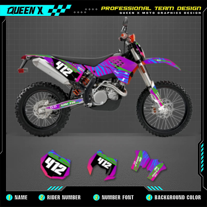 QUEEN X MOTO Motorcycle Graphics MX Stickers For KTM SX SXF EXC XCW