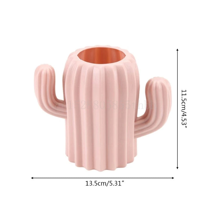 Creative Cactus Vase Plastic Desktop Organizer Pen Pencil Holder Container