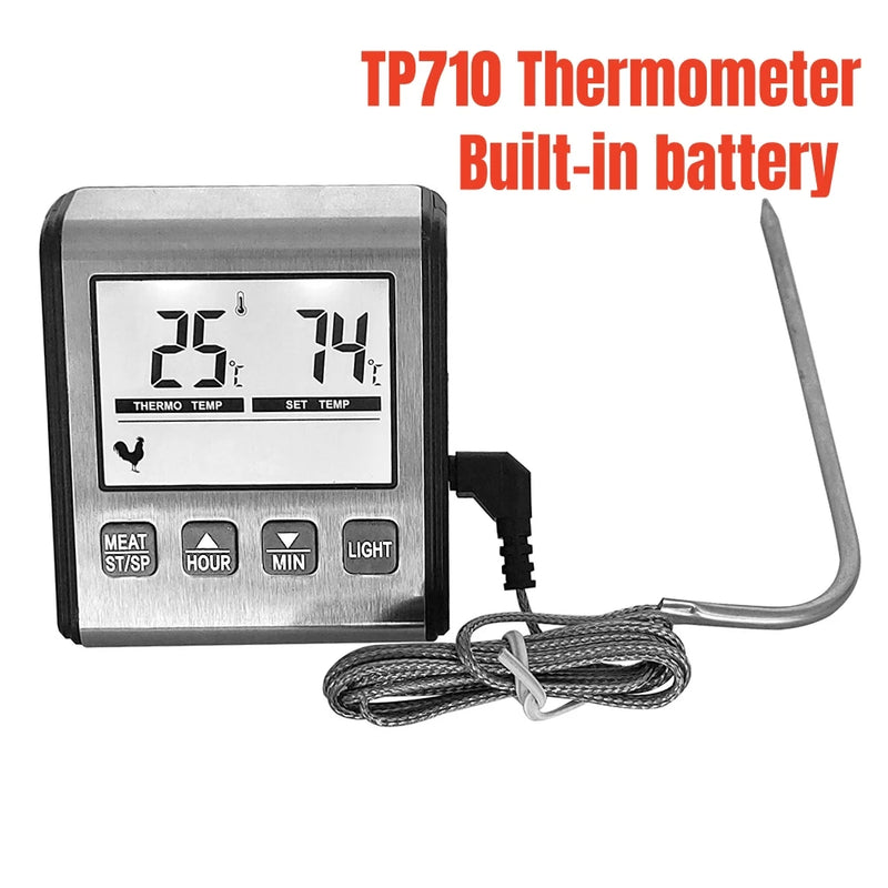Digital Meat Thermometer With Stainless Steel Probe And Alarm Timer