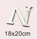 3D Silver English Letters Wall Stickers Acrylic Mirror Home Decor