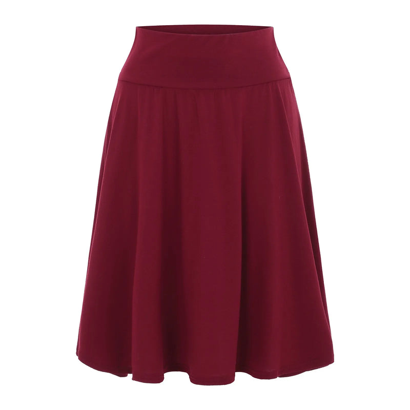 Women's High Waist Knee Length Solid Color Casual Skirt