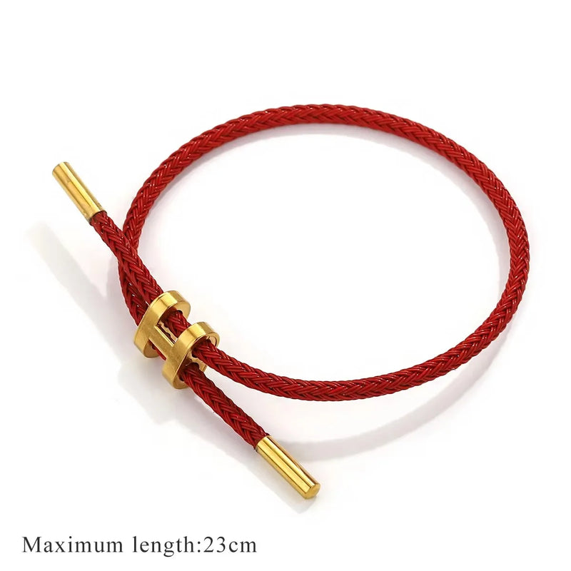 Stainless Steel Braided Rope Adjustable Bracelet For Men And Women