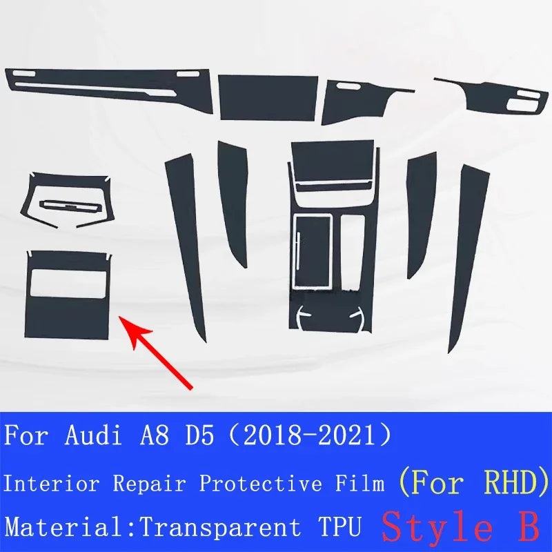 Audi A8 Center Console Protective Film Transparent TPU Scratch Guard