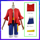 Luffy Cosplay Costume Monkey D Red Top Pants Hat For Adults Kids
