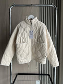 ZW Women's Cotton Jacket Vintage Quilted Coat High Collar Large Pockets