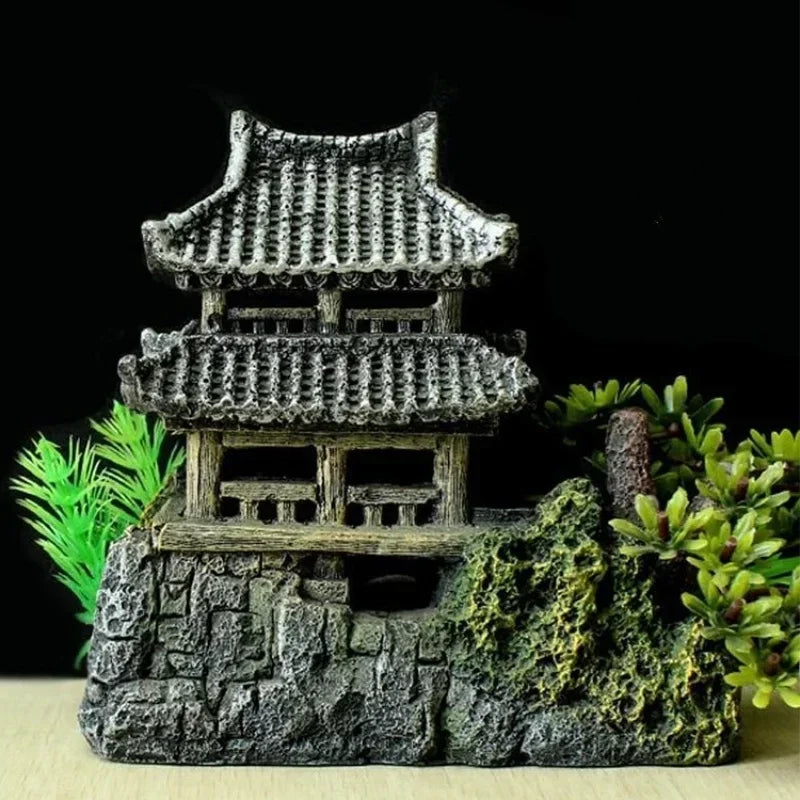 Resin Aquarium Ornament Fish Tank Landscape House Decoration Model