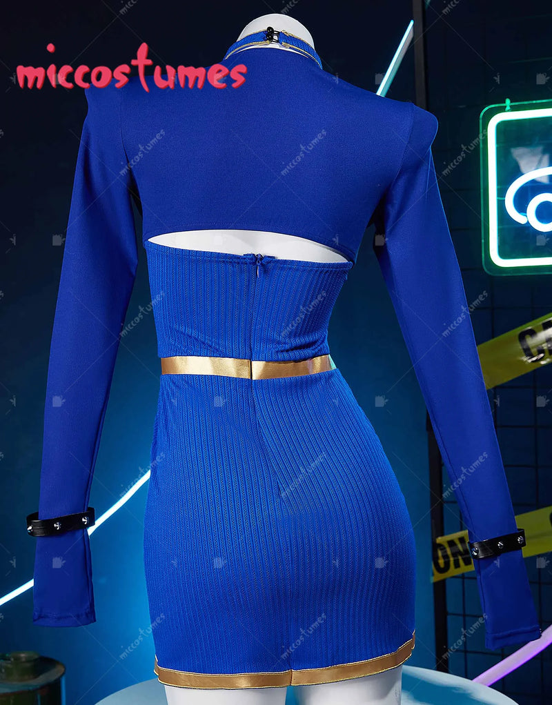 Chun Li Cosplay Costume Women Halter Dress Top Bracelets Hairband
