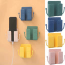 Punch Free Wall Shelf Organizer With Remote And Phone Holder Stand