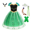 Anna Dress For Kids Green Princess Halloween Party Gown
