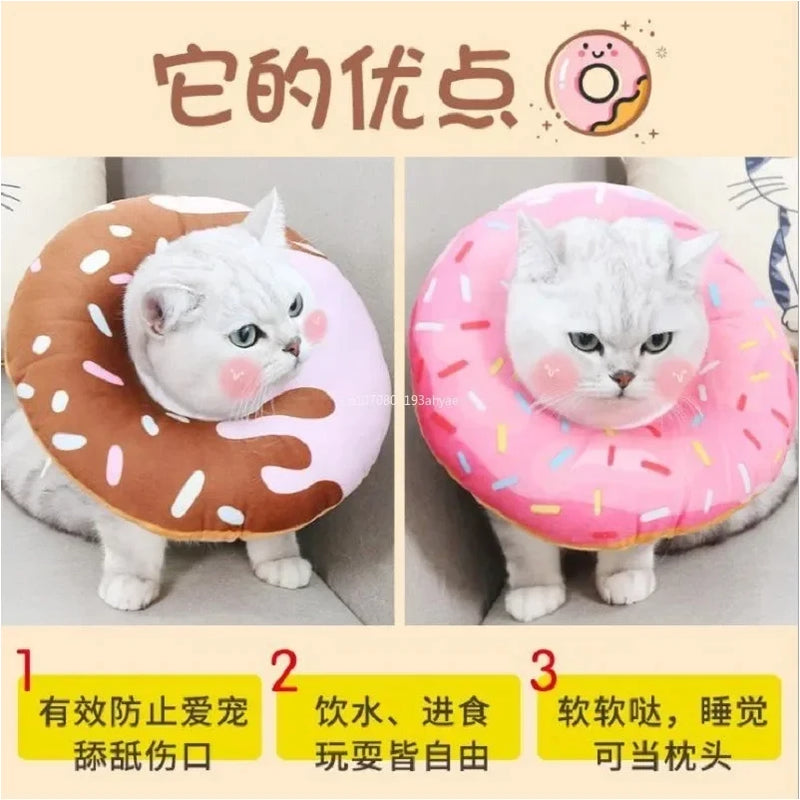 Sweet Donuts Cat Elizabethan Collar Pet Dog Recovery Neck Cone