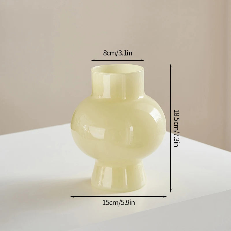 Modern Pink Glass Vase Hydroponic Flower Vase For Home Decor