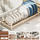 Pull Out Cabinet Shelf Stainless Steel Plate And Bowl Rack Organizer