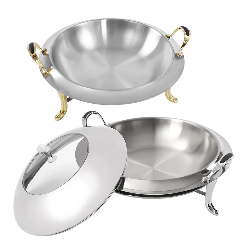 Stainless Steel Chafing Dish Round Buffet Warmer With Lid And Fuel Holder