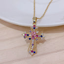 Zircon Cross Necklace Stainless Steel Pendant Shiny Hip Hop Jewelry