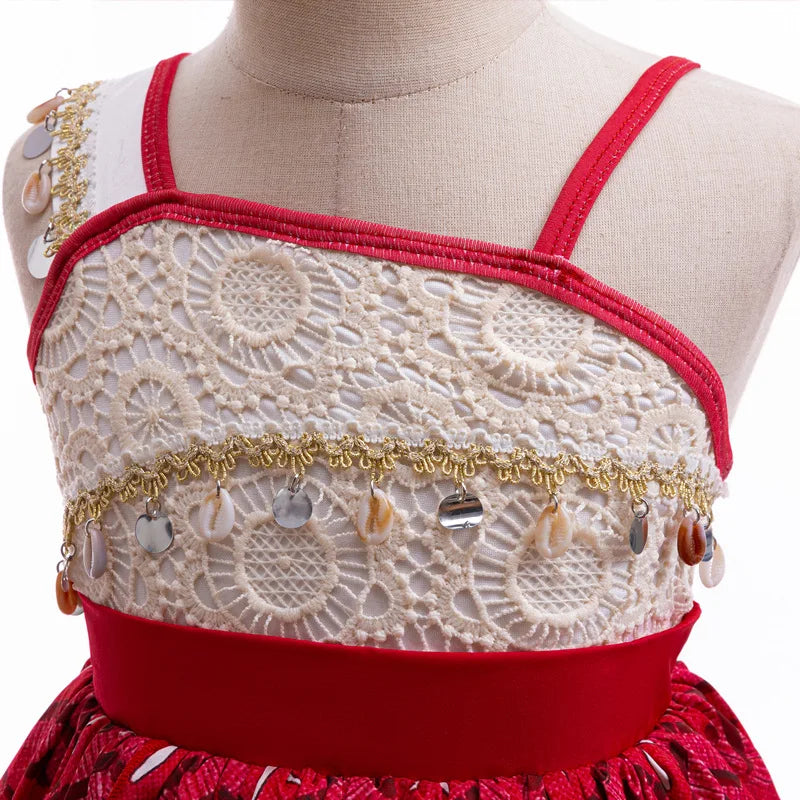 Girls Halloween Costume Dress Tassel Princess Dress With Necklace 3-10 Years