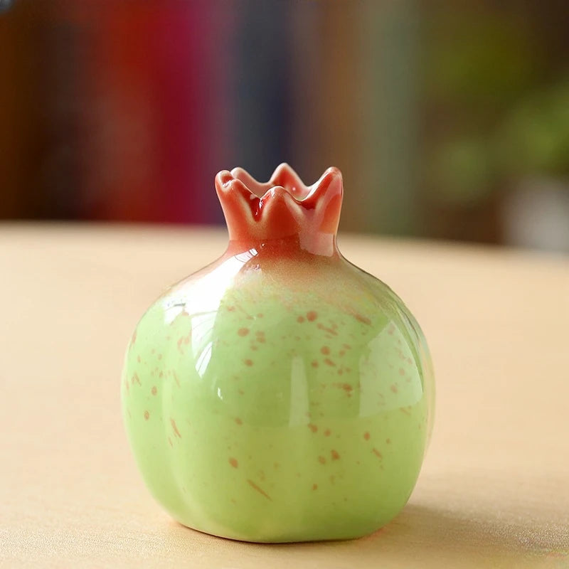 Handmade Ceramic Pomegranate Vase Small Decorative Flower Ornament