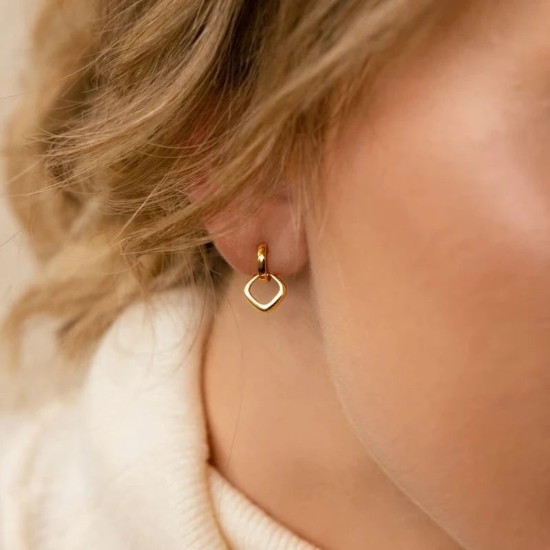 Twisted Circle Hoop Earrings Gold Plated Double Geometric Mini Hoops