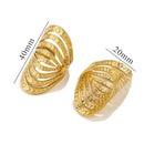 Gold Texture Stainless Steel Adjustable Geometric Rings For Women