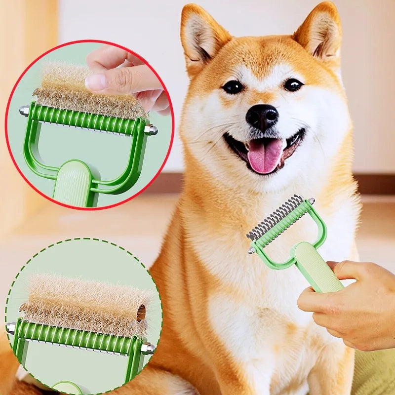 Dog Grooming Brush Double-Sided Pet Hair Remover Comb For Dogs Cats