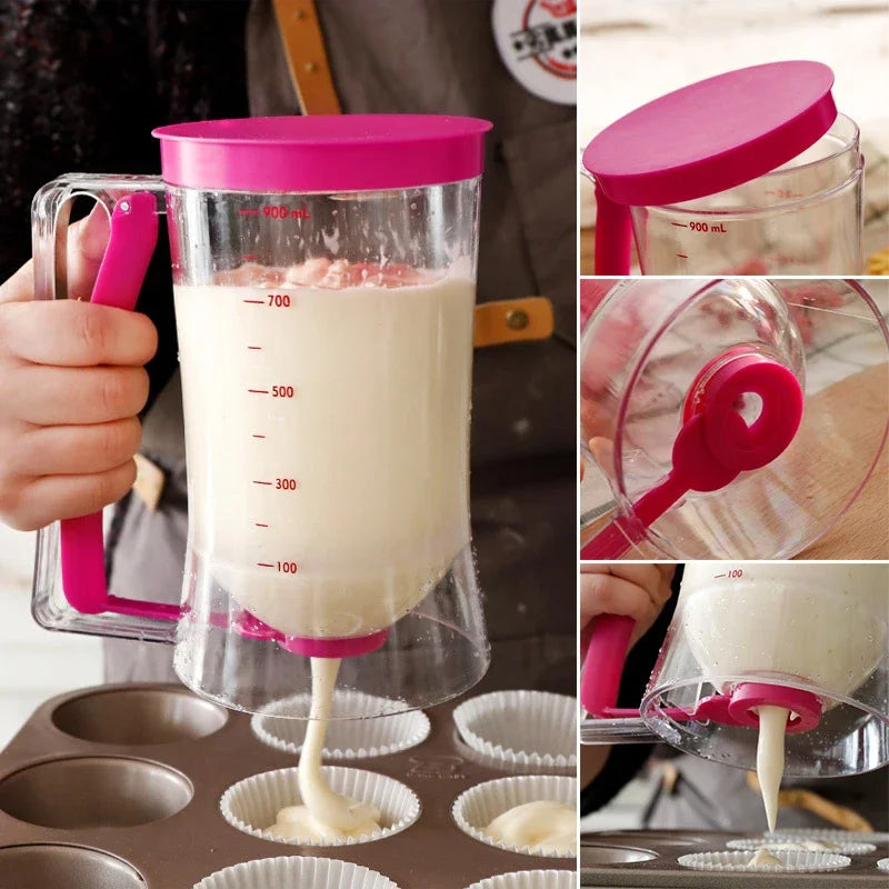 900mL Pancake Batter Dispenser With Measuring Labels For Baking