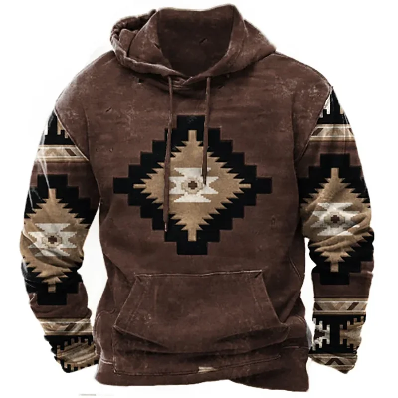 Vintage Ethnic Hoodie Oversized 3D Print Hooded Sweatshirt Unisex