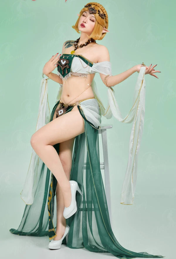 Mobbunny Princess Women Cosplay Costume Dance Style Top Skirt Set
