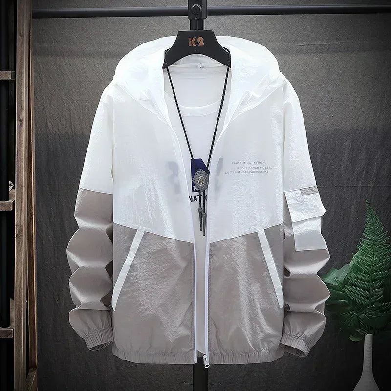 Waterproof Hooded Jacket Men Women Quick Dry Sun Protection Windbreaker