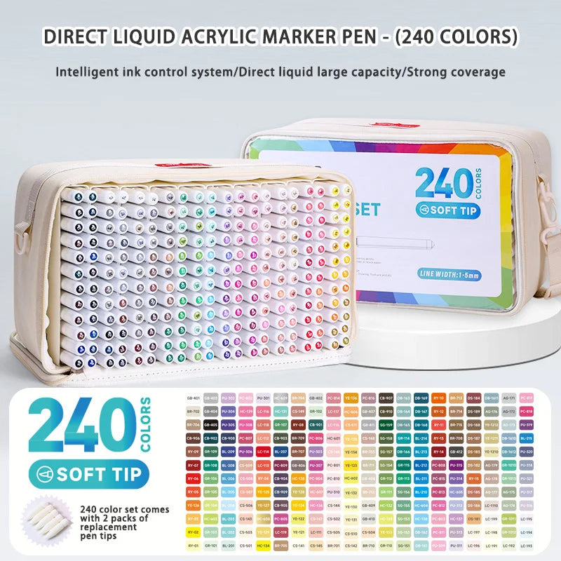 Languo 9pcs Acrylic Marker Pen Set Soft Brush Paint Pens For Art