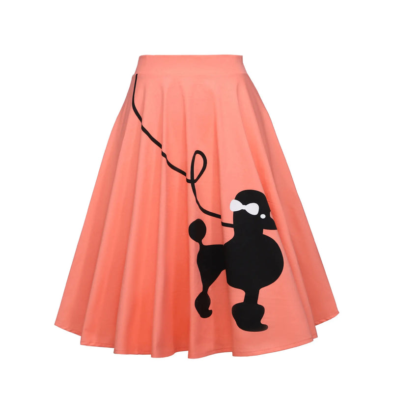 Vintage Skirt Women 50s 60s Summer Pinup Poodle Retro Rockabilly Style