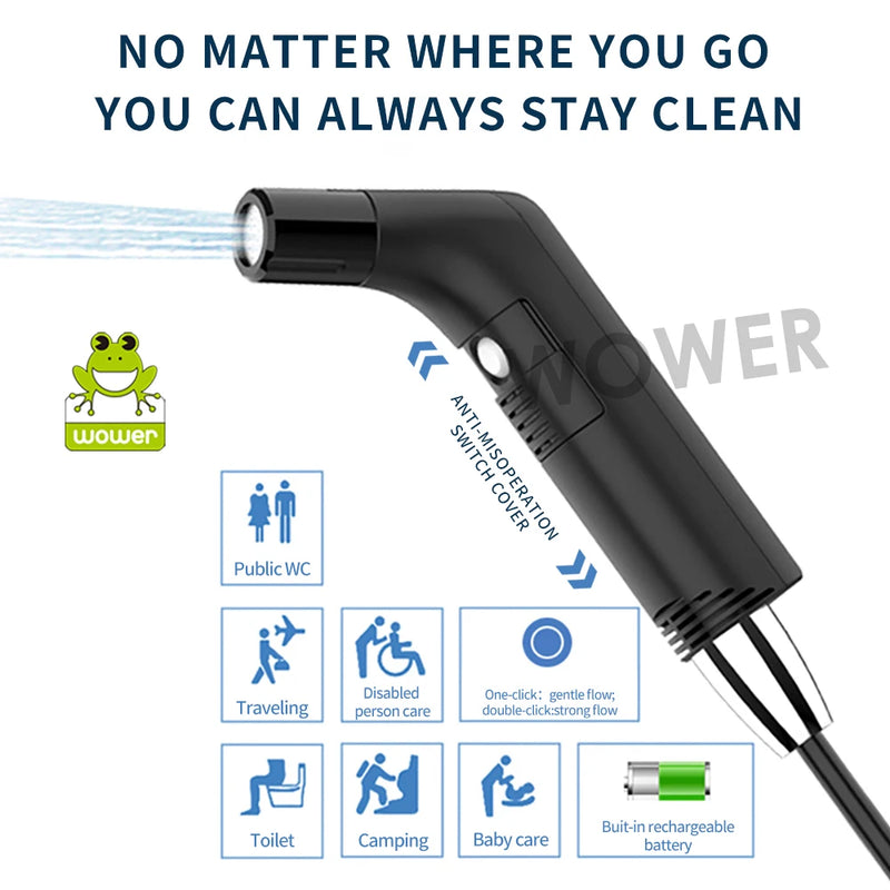 Wower Portable Electric Bidet Rechargeable Travel Camping Sprayer 2.3L